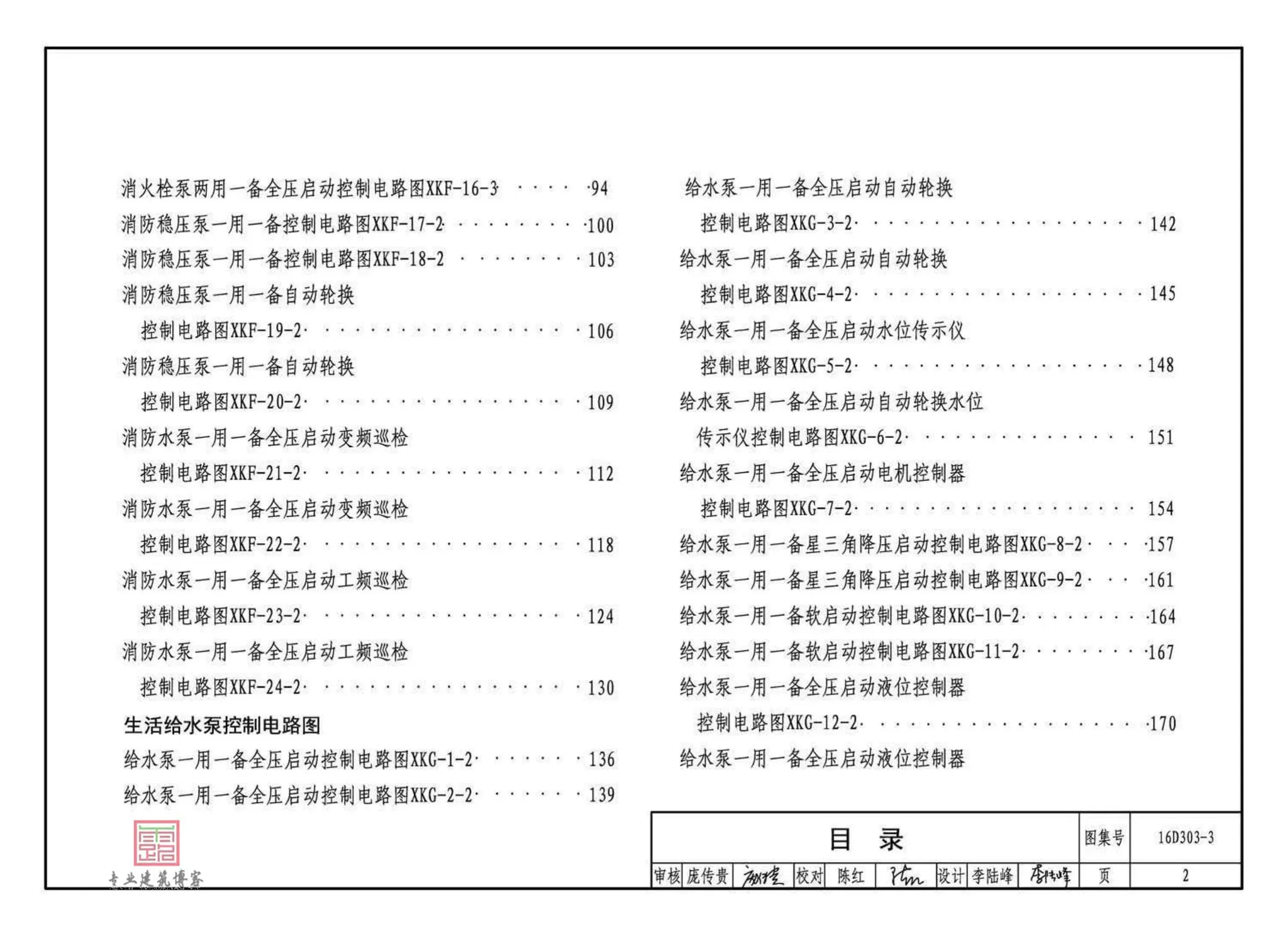 16D303-3,常用水泵控制电路图,标准图集